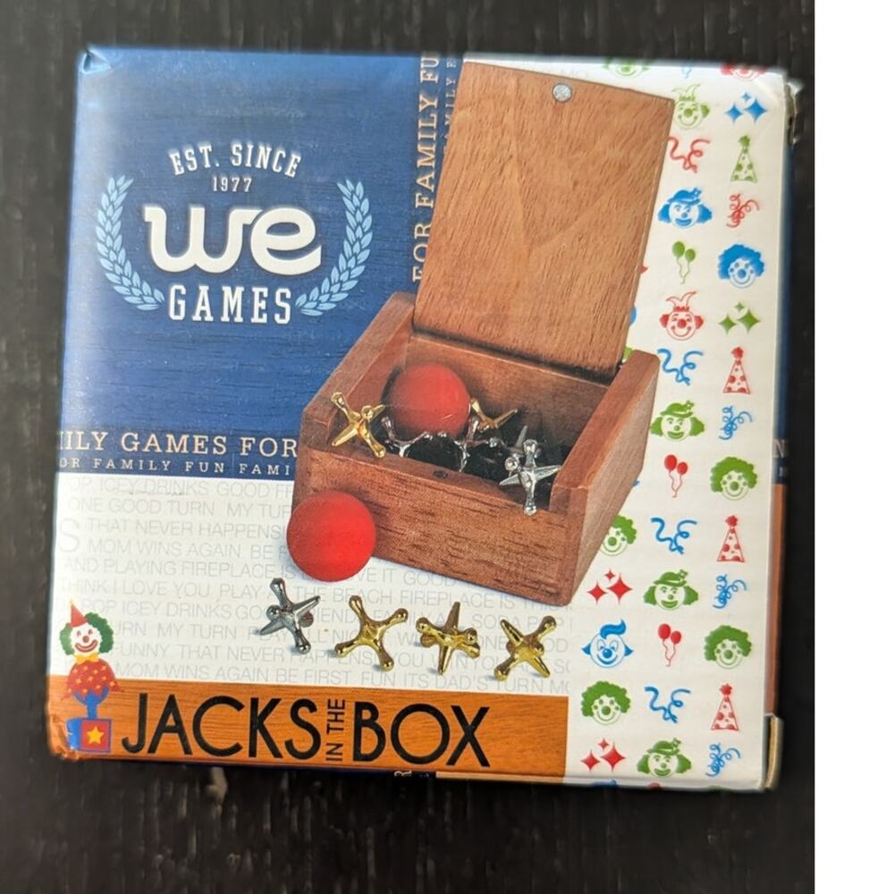 WE Games Jacks in the Box Classic Jacks Game Wood Box New